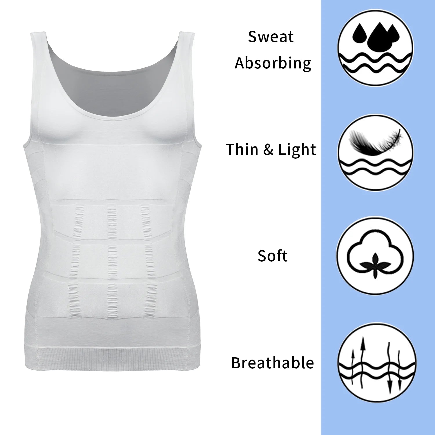 Mens Gynecomastia Compression Shirts Slimming Undershirt Body Shaper Tank Top Vest Abs Waist Trainer