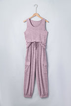 Solid Tank Top & Drawstring Jogger Pants Set