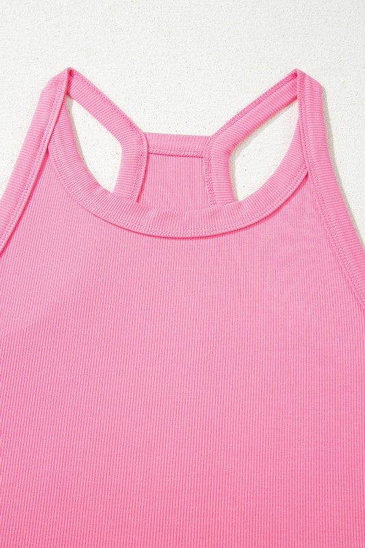 Solid Ribbed Tank Top & Sweatpants Set