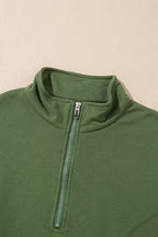 Solid Half Zip Pullover Top and Joggers Set