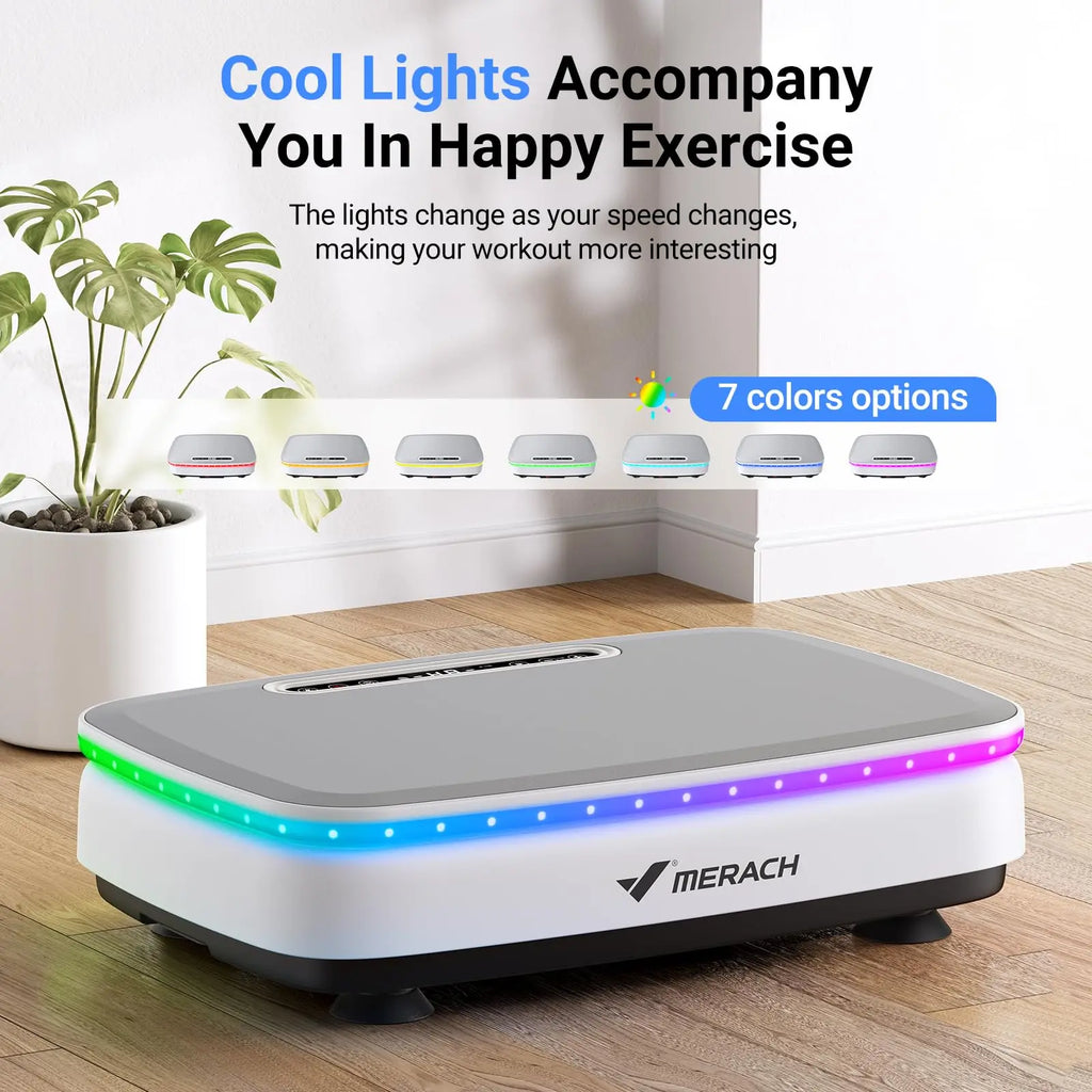 NLW Whole Body Vibration Plate Exercise Machine – 99 Speeds, Bluetooth, LED Lights & Resistance Bands for Fat Burn & Lymphatic Drainage