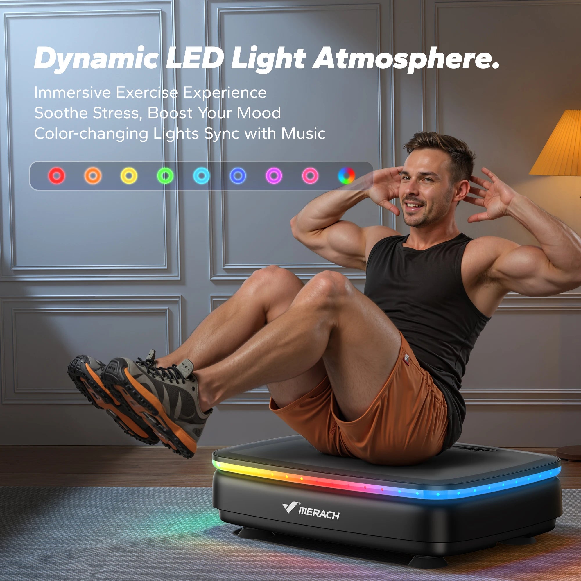 NLW Whole Body Vibration Plate Exercise Machine – 99 Speeds, Bluetooth, LED Lights & Resistance Bands for Fat Burn & Lymphatic Drainage