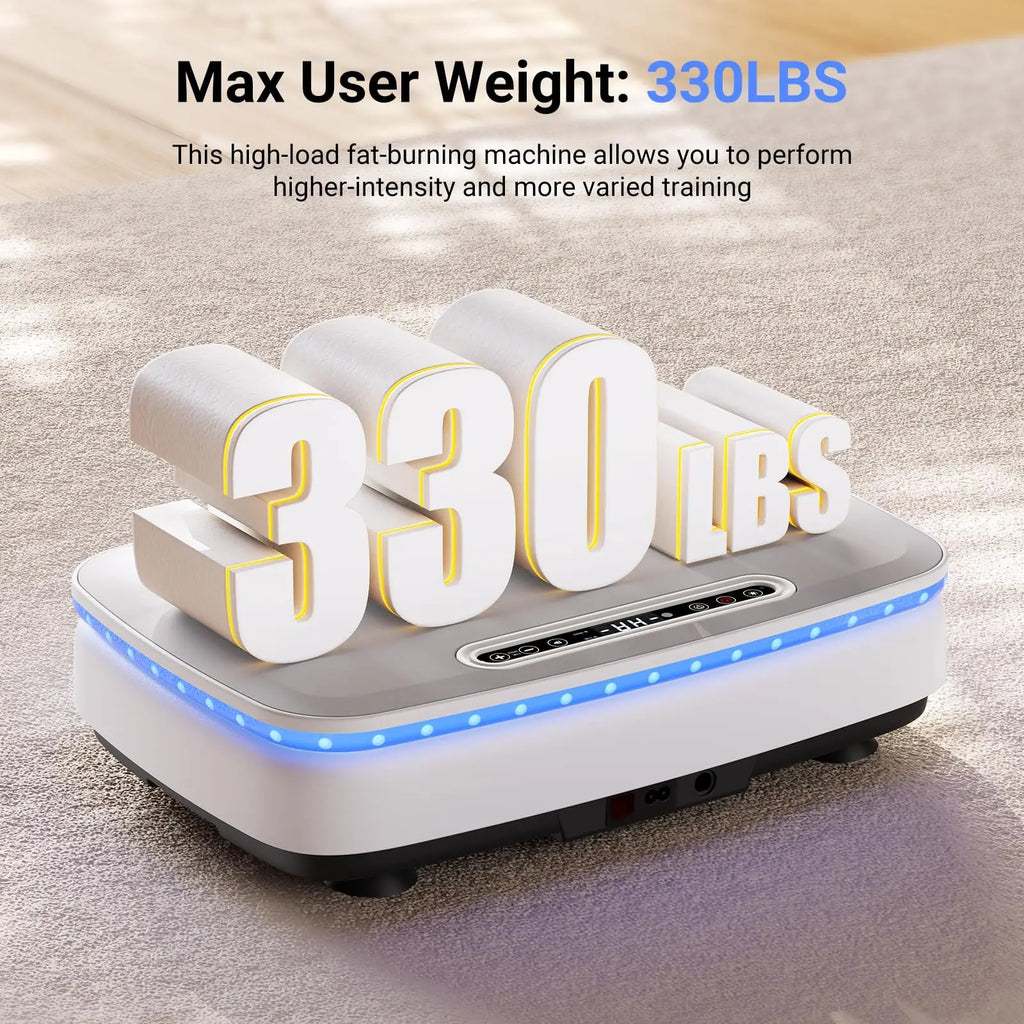 NLW Whole Body Vibration Plate Exercise Machine – 99 Speeds, Bluetooth, LED Lights & Resistance Bands for Fat Burn & Lymphatic Drainage