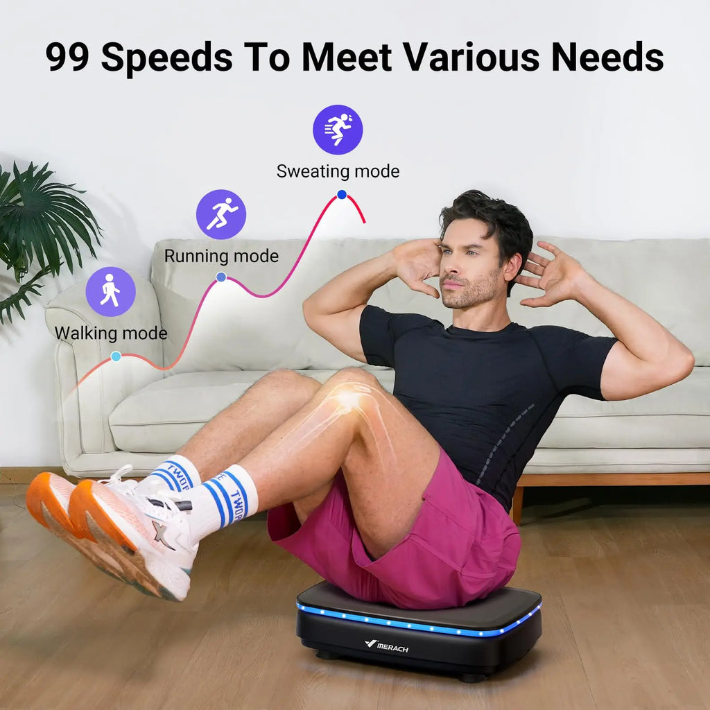 NLW Whole Body Vibration Plate Exercise Machine – 99 Speeds, Bluetooth, LED Lights & Resistance Bands for Fat Burn & Lymphatic Drainage