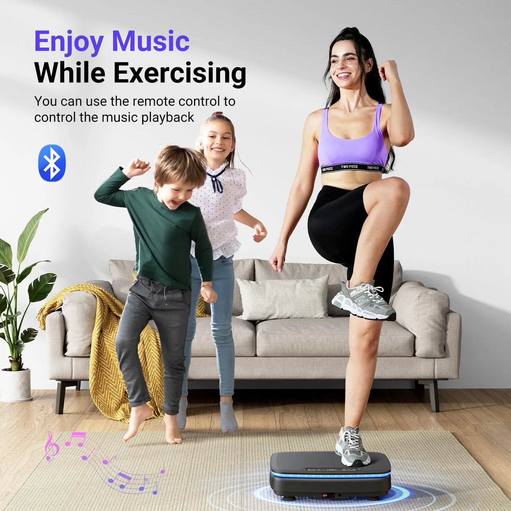 NLW Whole Body Vibration Plate Exercise Machine – 99 Speeds, Bluetooth, LED Lights & Resistance Bands for Fat Burn & Lymphatic Drainage