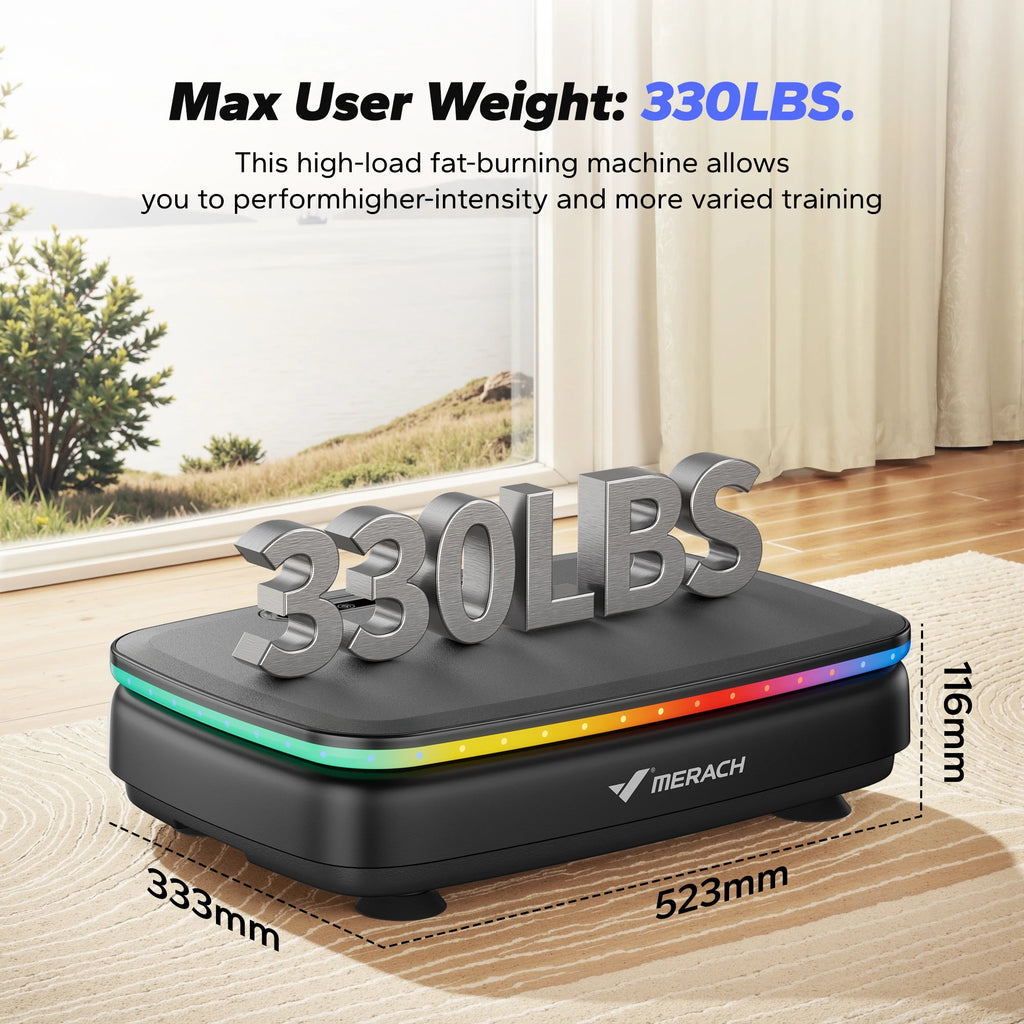 NLW Whole Body Vibration Plate Exercise Machine – 99 Speeds, Bluetooth, LED Lights & Resistance Bands for Fat Burn & Lymphatic Drainage