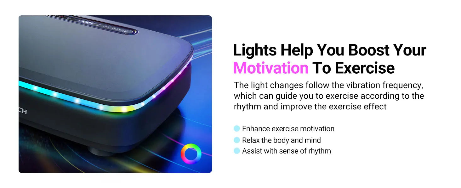 NLW Whole Body Vibration Plate Exercise Machine – 99 Speeds, Bluetooth, LED Lights & Resistance Bands for Fat Burn & Lymphatic Drainage