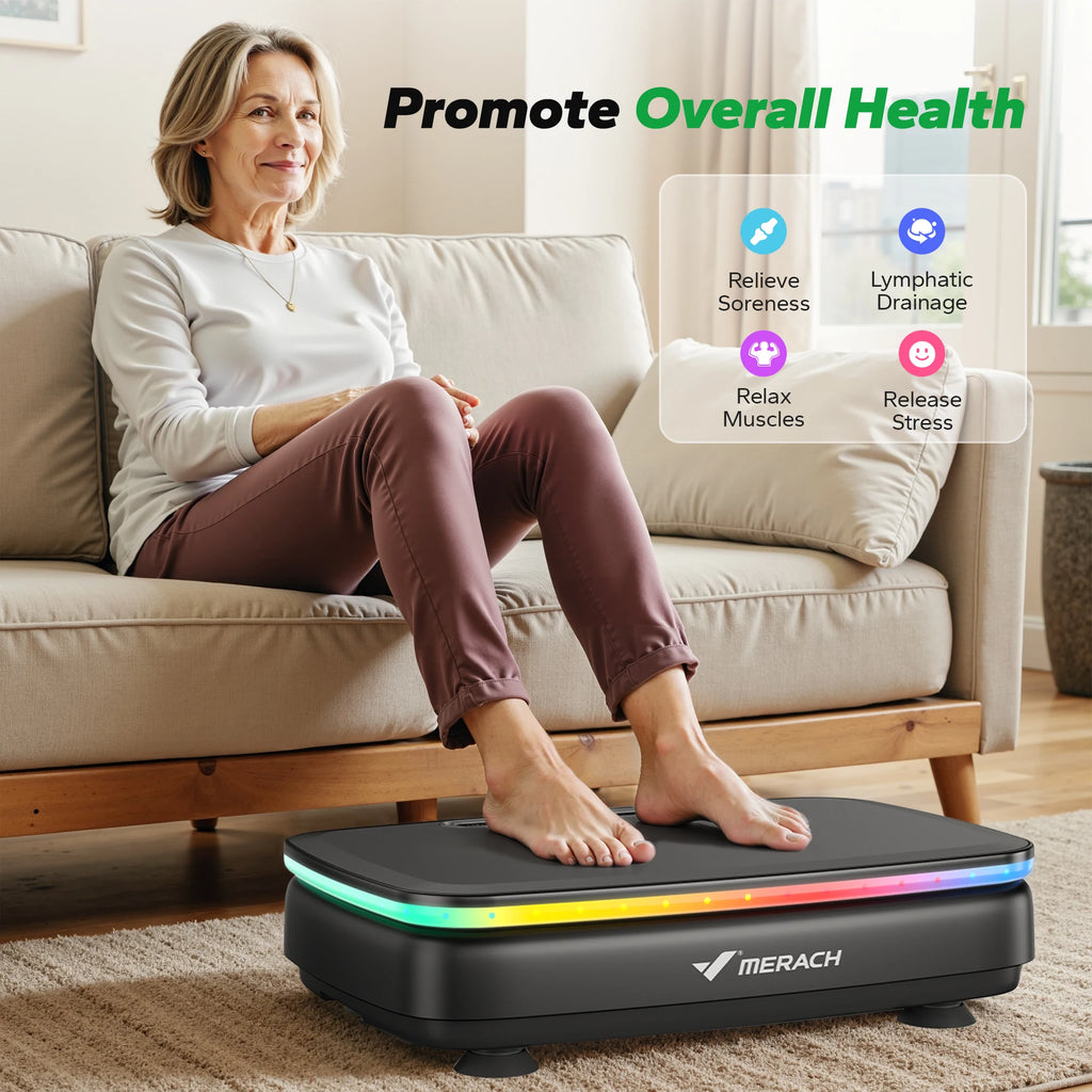 NLW Whole Body Vibration Plate Exercise Machine – 99 Speeds, Bluetooth, LED Lights & Resistance Bands for Fat Burn & Lymphatic Drainage