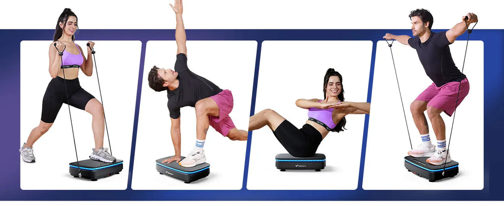 NLW Whole Body Vibration Plate Exercise Machine – 99 Speeds, Bluetooth, LED Lights & Resistance Bands for Fat Burn & Lymphatic Drainage