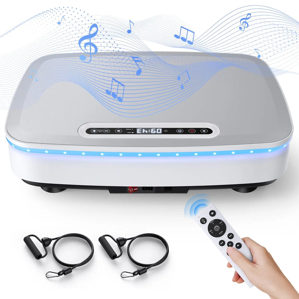 NLW Whole Body Vibration Plate Exercise Machine – 99 Speeds, Bluetooth, LED Lights & Resistance Bands for Fat Burn & Lymphatic Drainage
