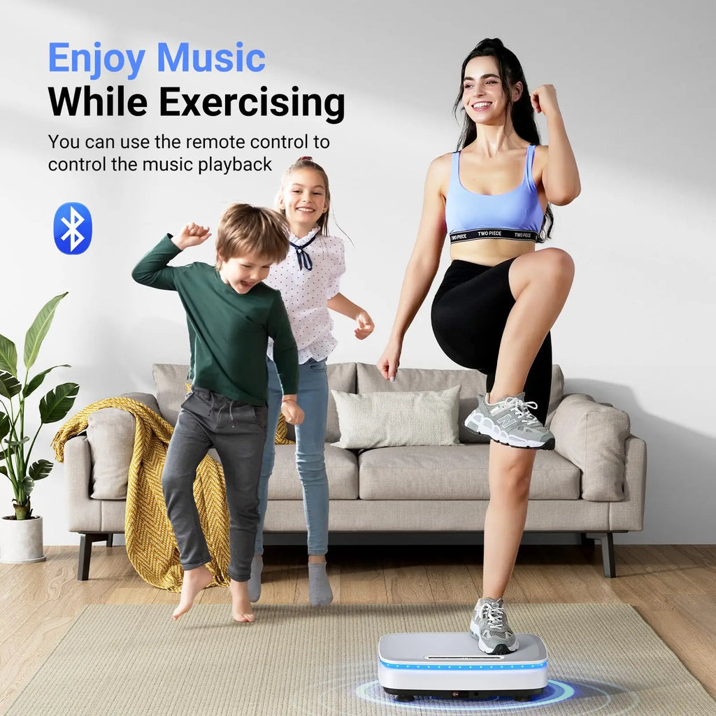 NLW Whole Body Vibration Plate Exercise Machine – 99 Speeds, Bluetooth, LED Lights & Resistance Bands for Fat Burn & Lymphatic Drainage