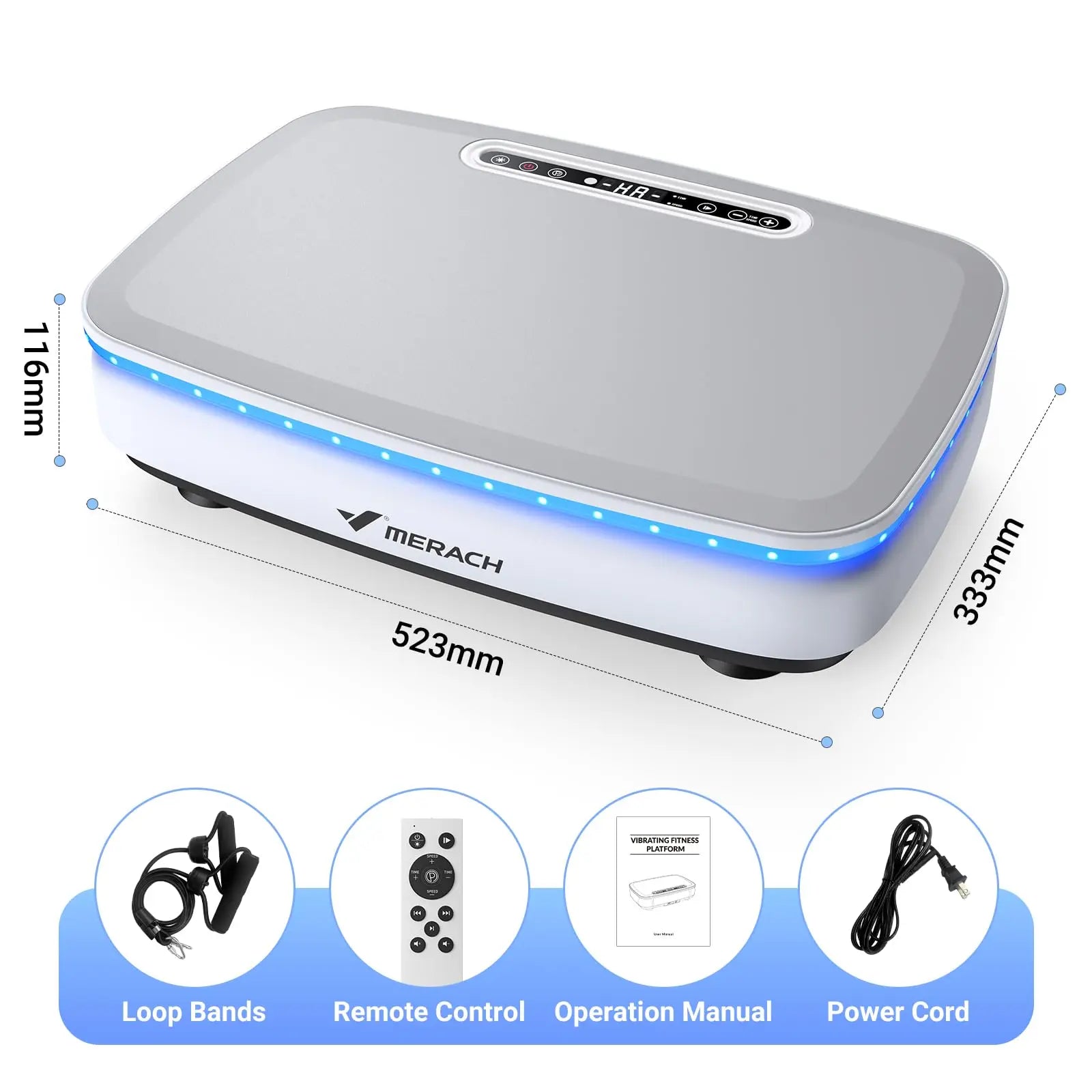 NLW Whole Body Vibration Plate Exercise Machine – 99 Speeds, Bluetooth, LED Lights & Resistance Bands for Fat Burn & Lymphatic Drainage