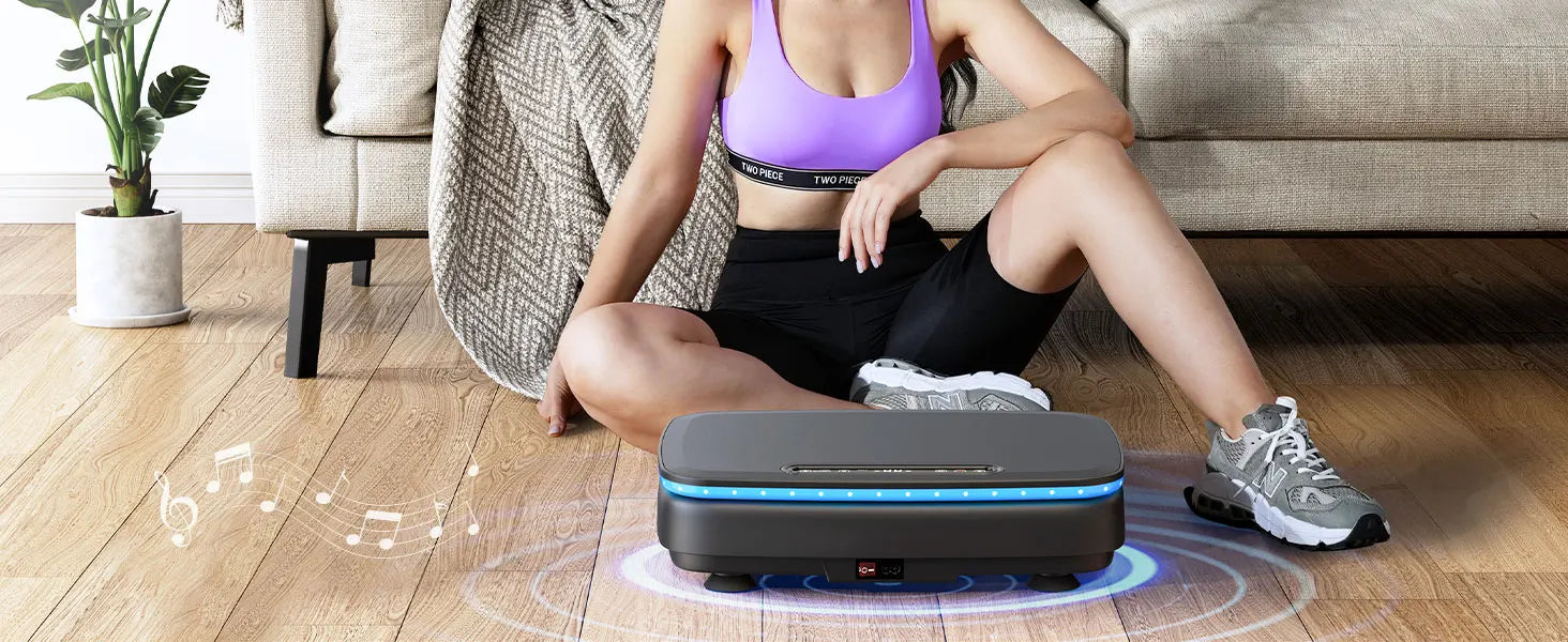 NLW Whole Body Vibration Plate Exercise Machine – 99 Speeds, Bluetooth, LED Lights & Resistance Bands for Fat Burn & Lymphatic Drainage