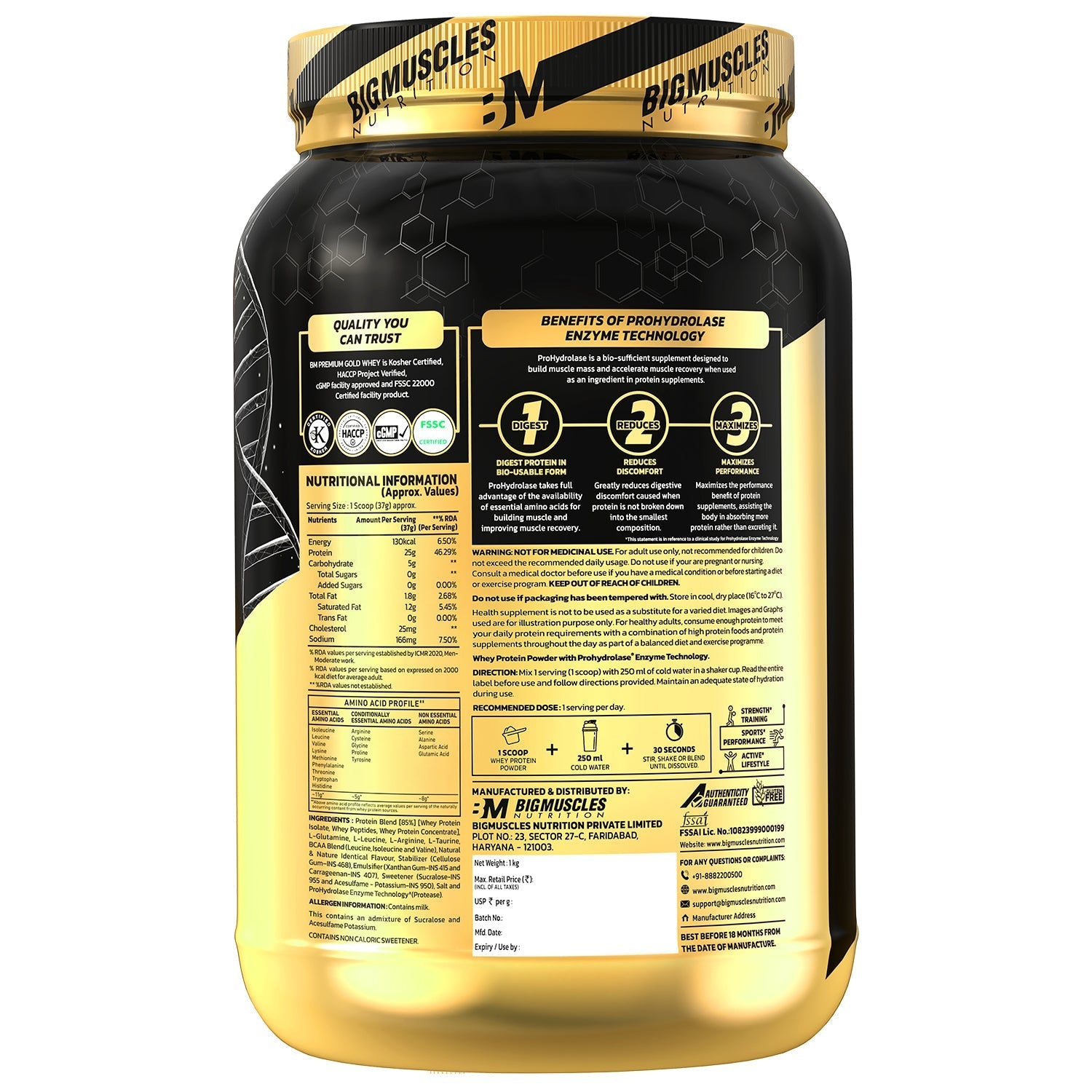 Big Muscles Nutrition Premium Gold Whey Protein-Multiple Flavors