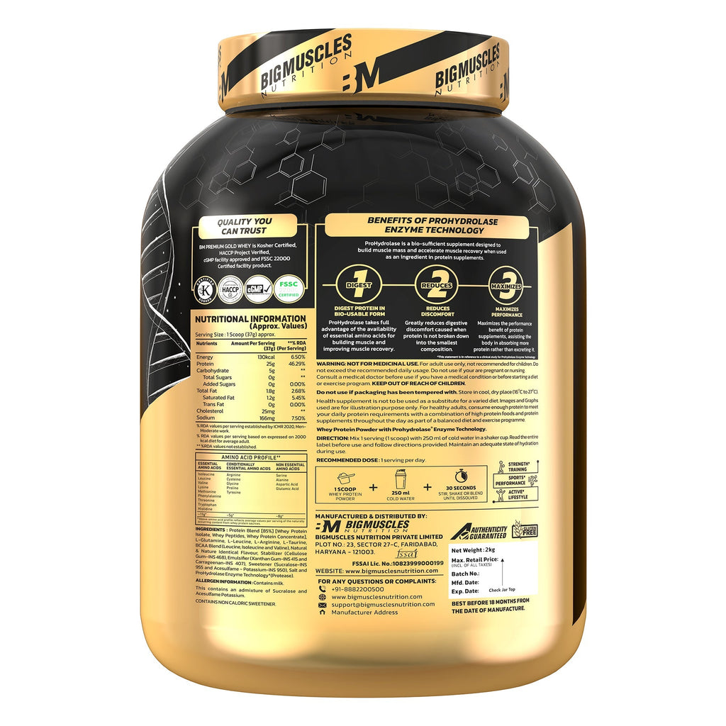 Big Muscles Nutrition Premium Gold Whey Protein-Multiple Flavors