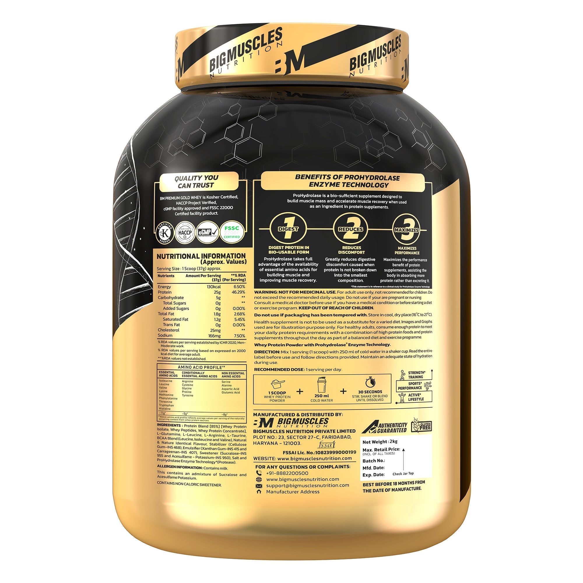 Big Muscles Nutrition Premium Gold Whey Protein-Multiple Flavors