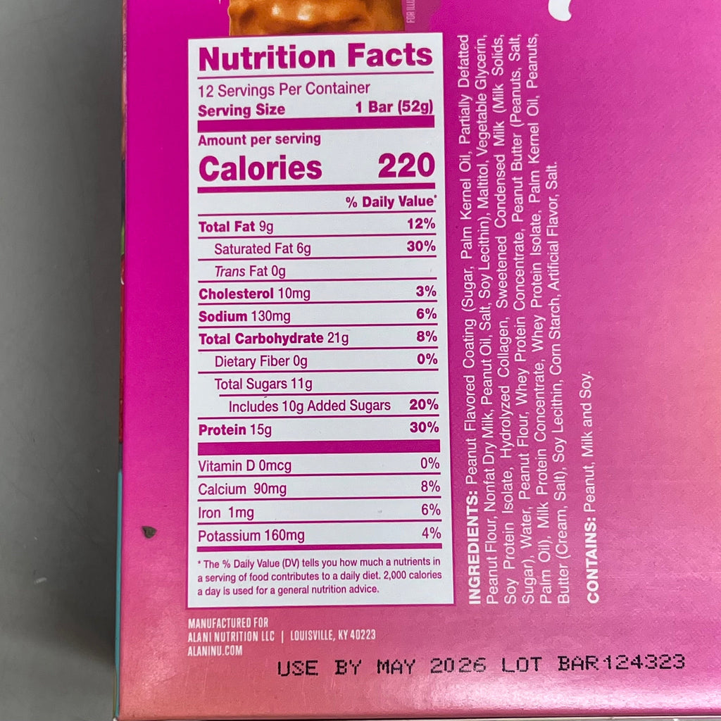 ALANI (12 PACK) Soft Peanut Butter & Jelly Protein Bars Gluten Free 1.83 Oz