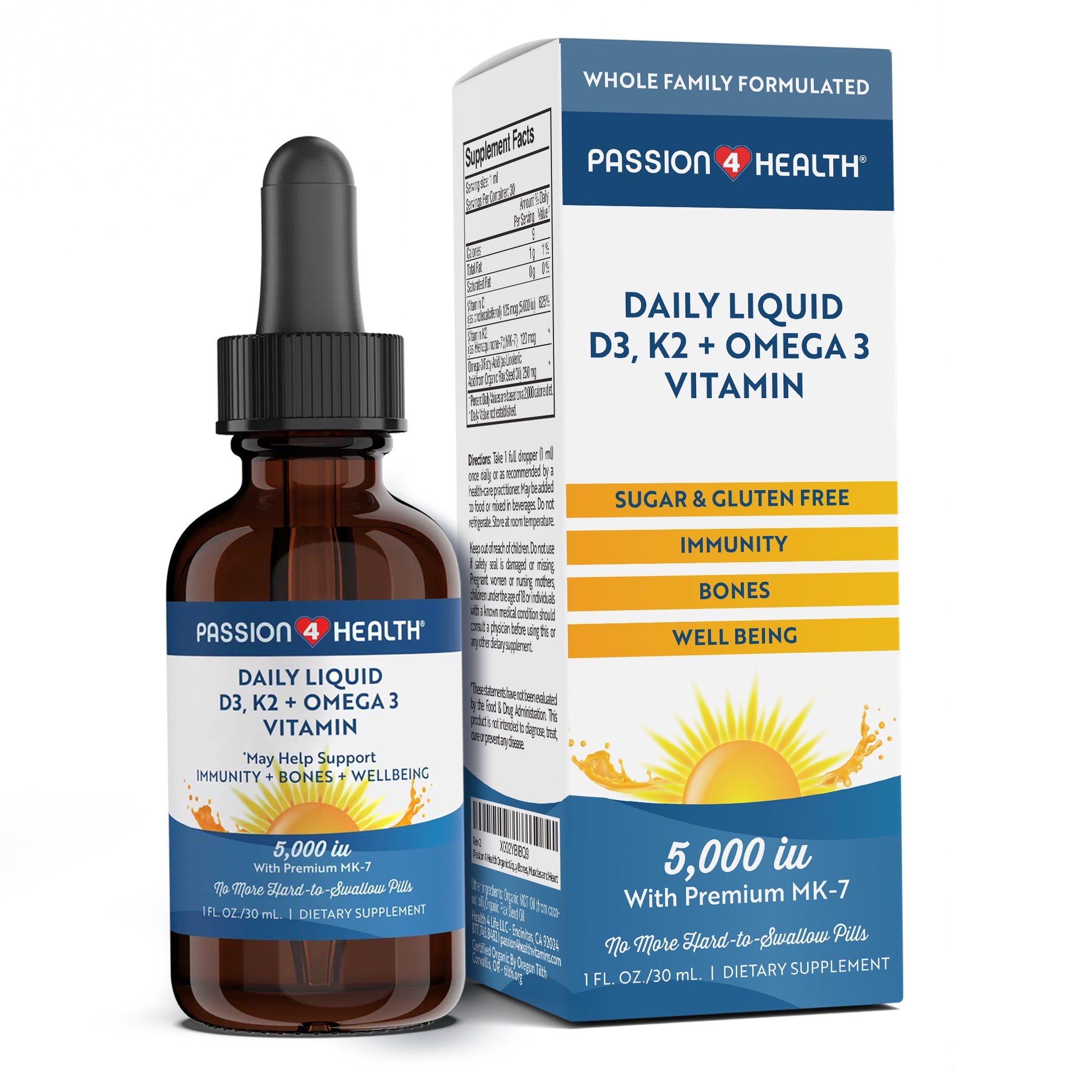 Daily Liquid D3, K2 + Omega 3 Vitamin