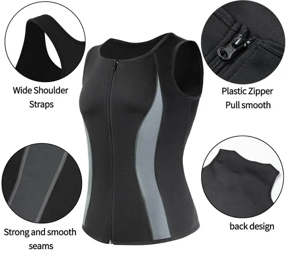 Men Slimming Body Shaper Zipper Black Chest Compression Shirt