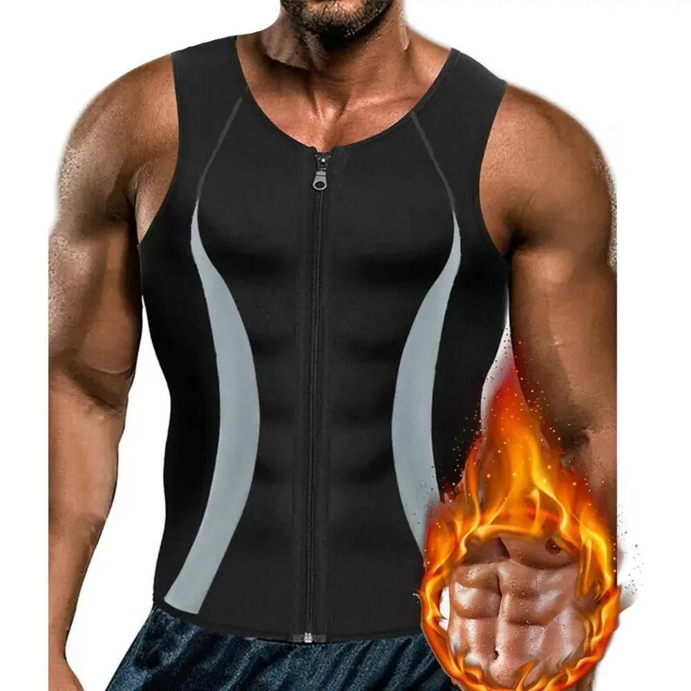 Men Slimming Body Shaper Zipper Black Chest Compression Shirt