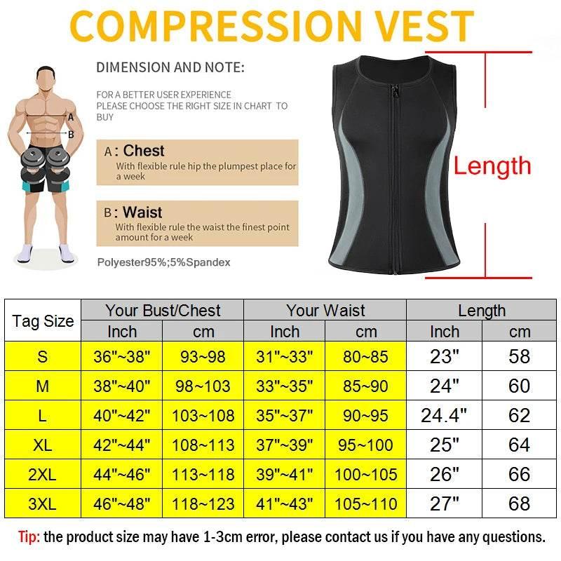Men Slimming Body Shaper Zipper Black Chest Compression Shirt