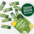 PuriVibe Chlorophyll & Lemon Juice Shots - Wellness Shot, Superfood Supplement Powder - Green Juice - Supports Detox & Gut Health
