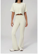 NLW High-Elasticity Crop Top & Matching Gym Leggings