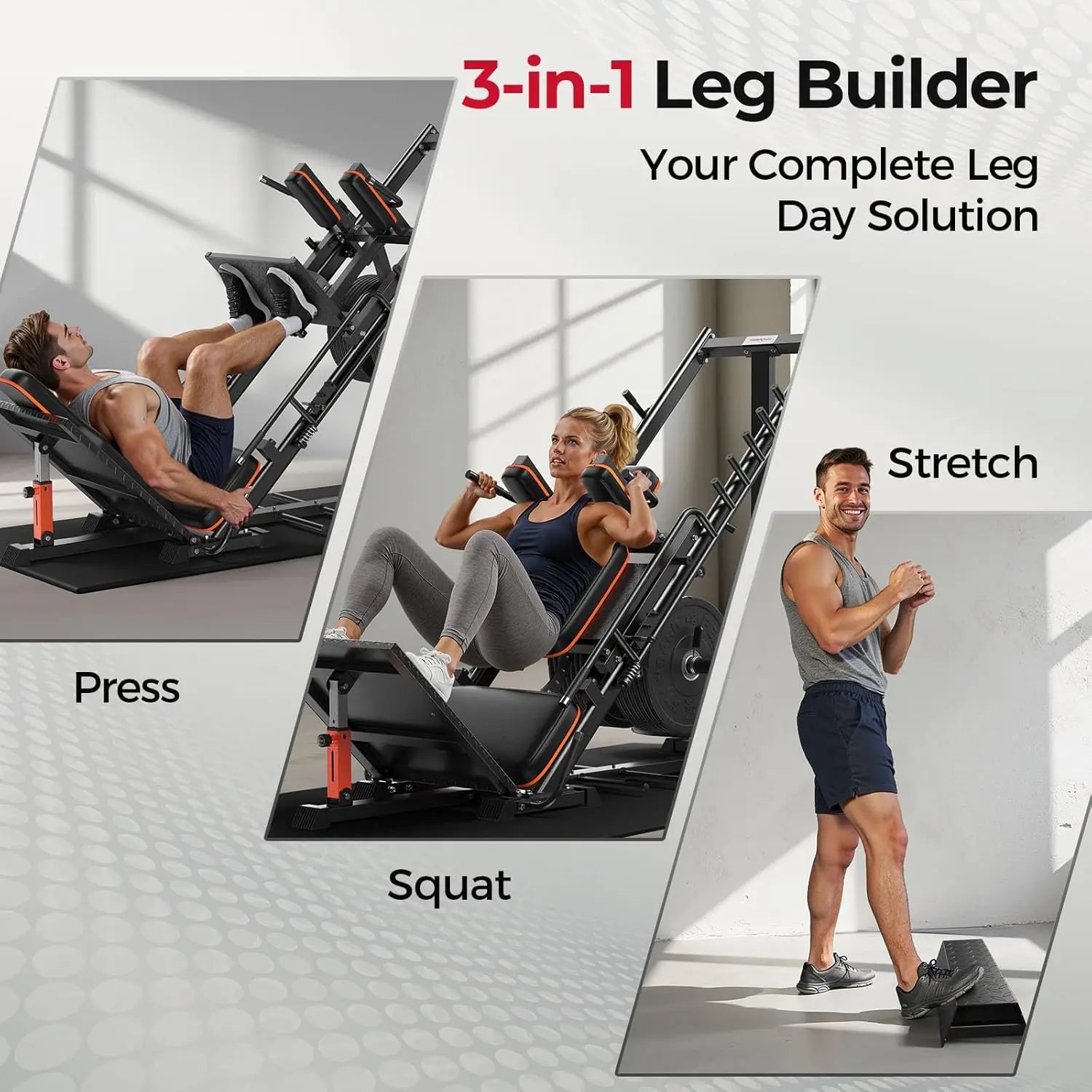 NLW Commercial-Grade Ultra-Quiet Hack Squat & 45° Leg Press Combo Machine