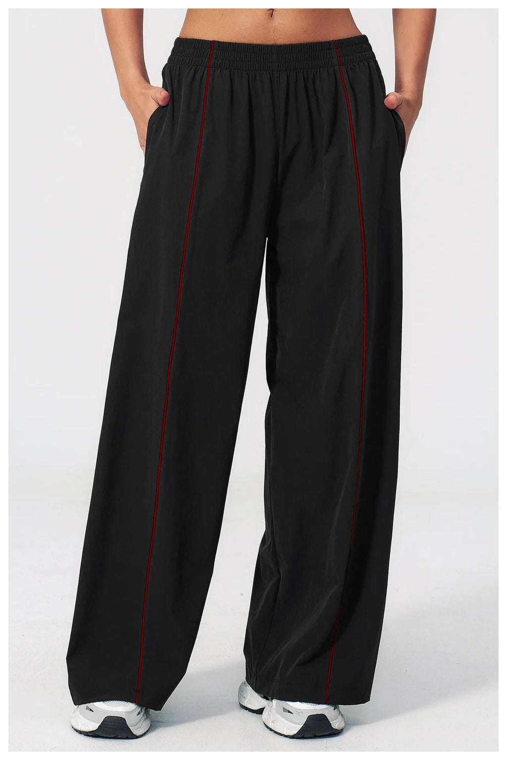 Loose Fit Contrasting Lines Sports Pants | Women's UV-Protection Yoga & Fitness Pants