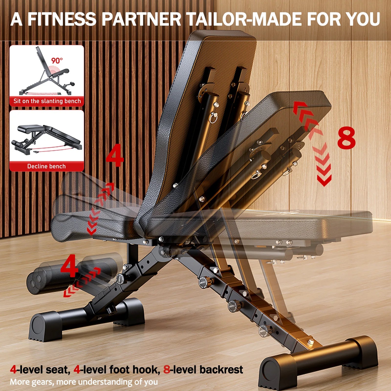 NLW Multi-Purpose Adjustable Weight Bench – 1000 lbs Heavy Duty Folding Dumbbell Bench for Home Gym Full Body Strength Training