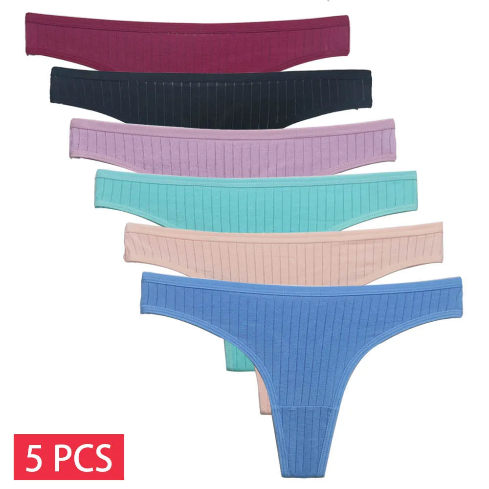 NLW 5-Pack Everyday Solid Cotton Thongs
