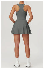 Sleeveless Zipper Yoga Dress Bodysuit