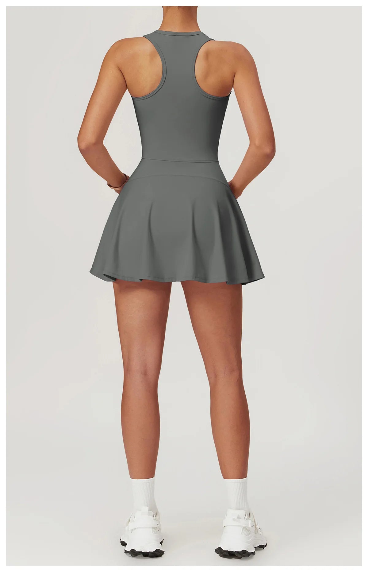 Sleeveless Zipper Yoga Dress Bodysuit