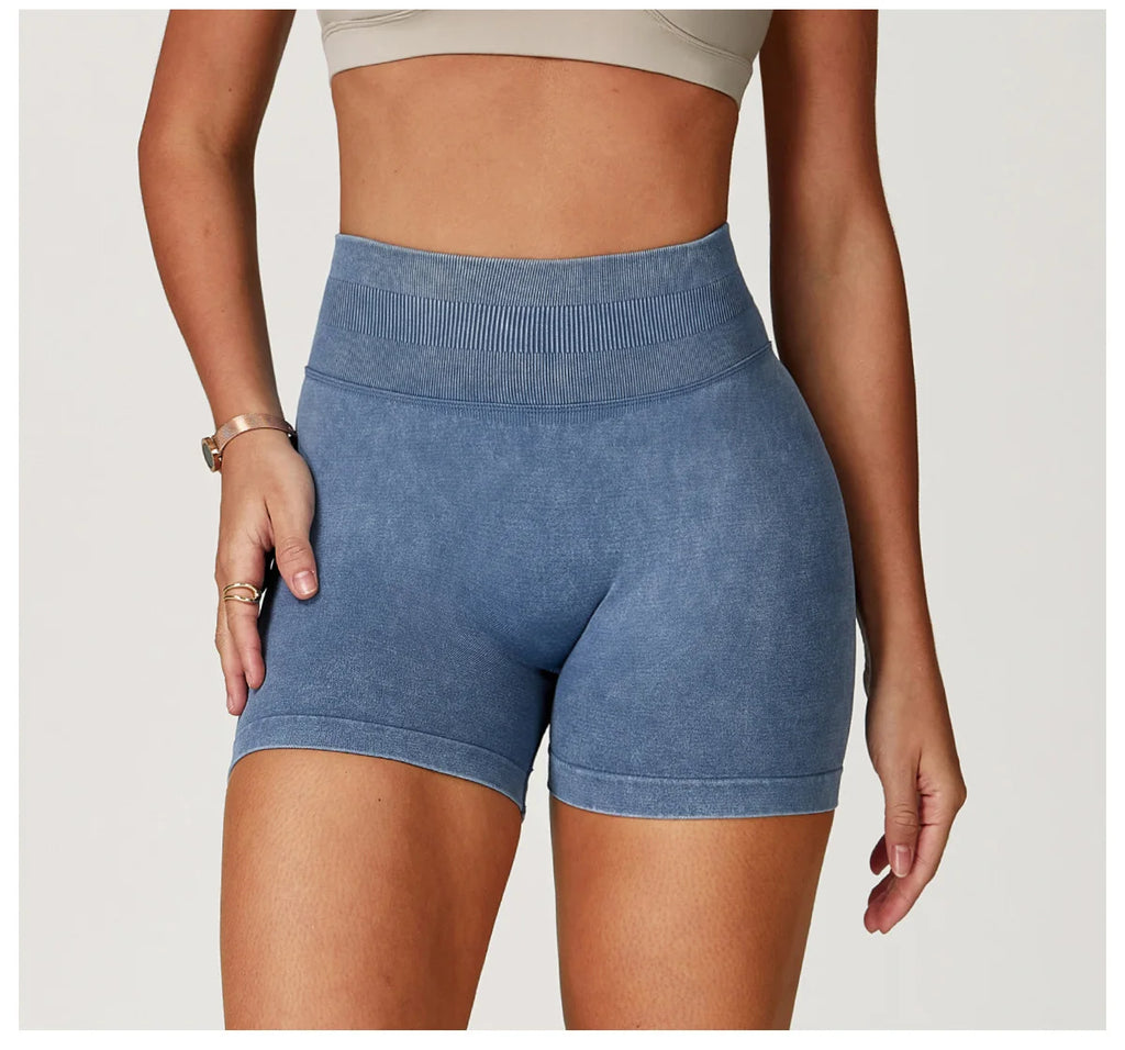Sand Washed Seamless Yoga Shorts | High-Waist Butt-Lift Workout Shorts