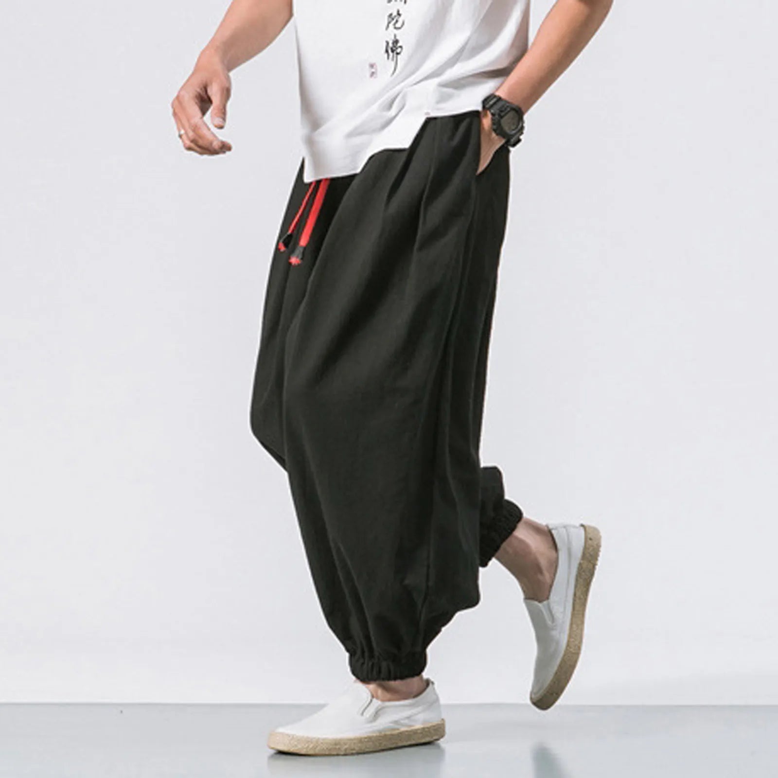 NLW Men’s Oversized Cotton-Linen Wide-Leg Pants