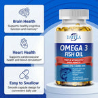 NLW Choice: DAITEA Triple-Strength Omega 3 Fish Oil Capsules – High-Concentration EPA (1200mg) & DHA (900mg)