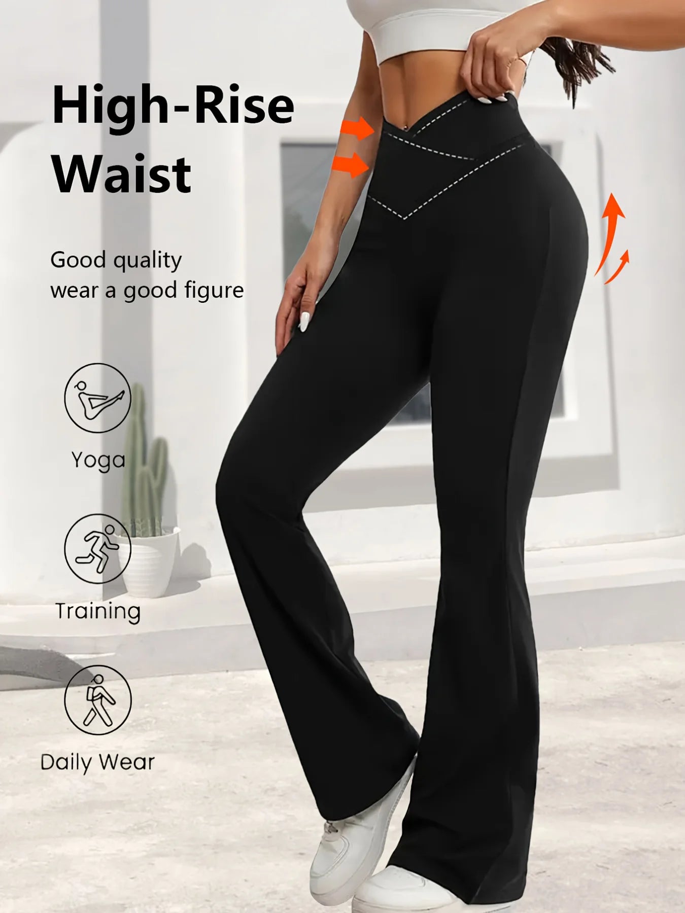 NLW V-Cross High-Waist Flare Leggings
