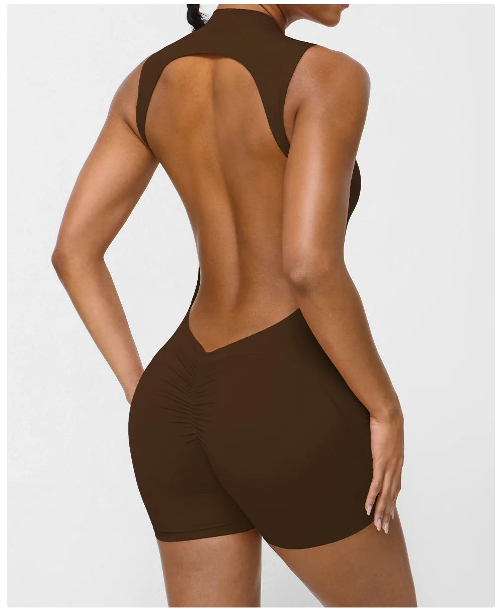 NLW Sexy V-Back One-Piece Yoga Jumpsuit