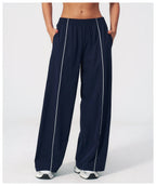 Loose Fit Contrasting Lines Sports Pants | Women's UV-Protection Yoga & Fitness Pants