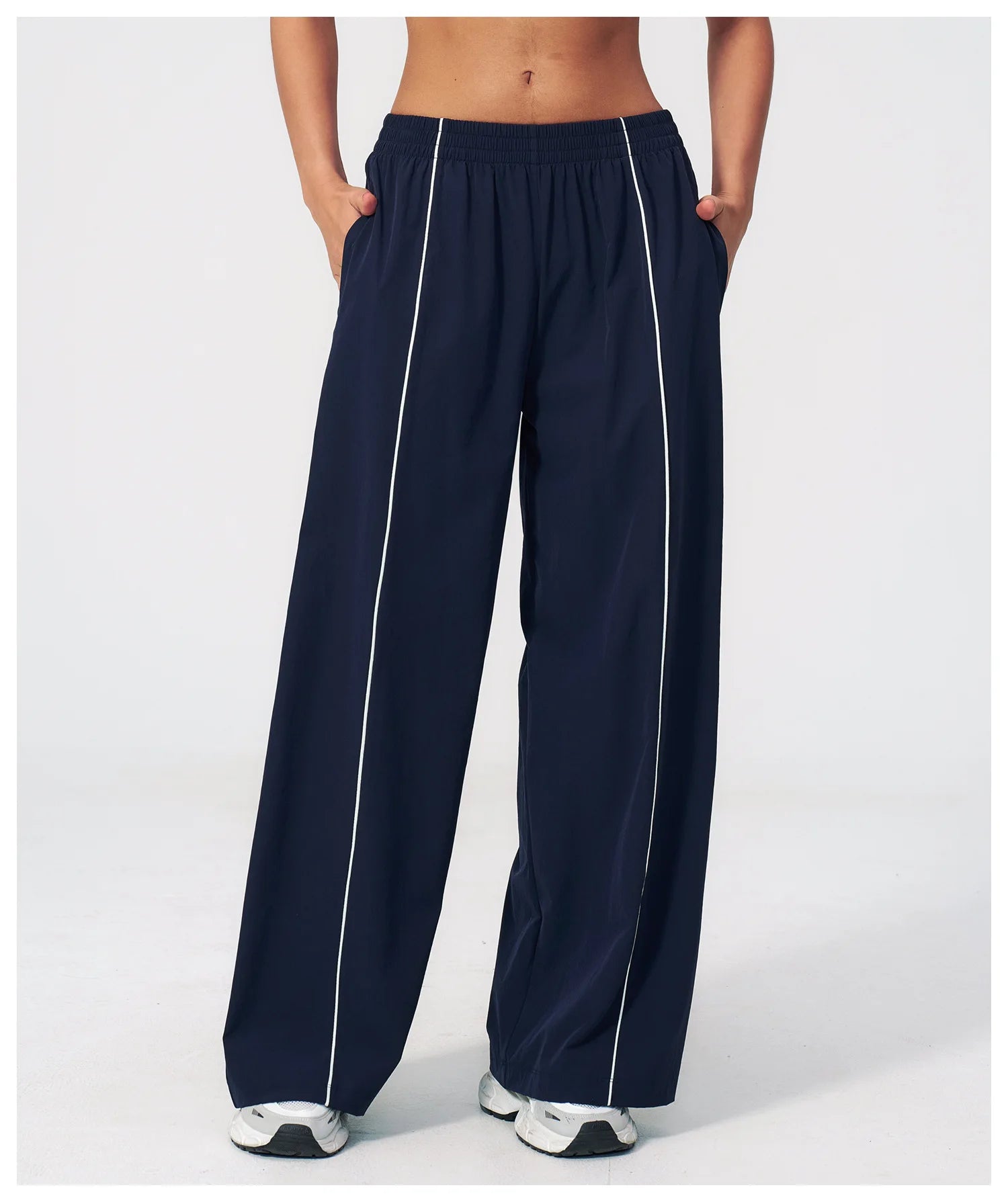 Loose Fit Contrasting Lines Sports Pants | Women's UV-Protection Yoga & Fitness Pants