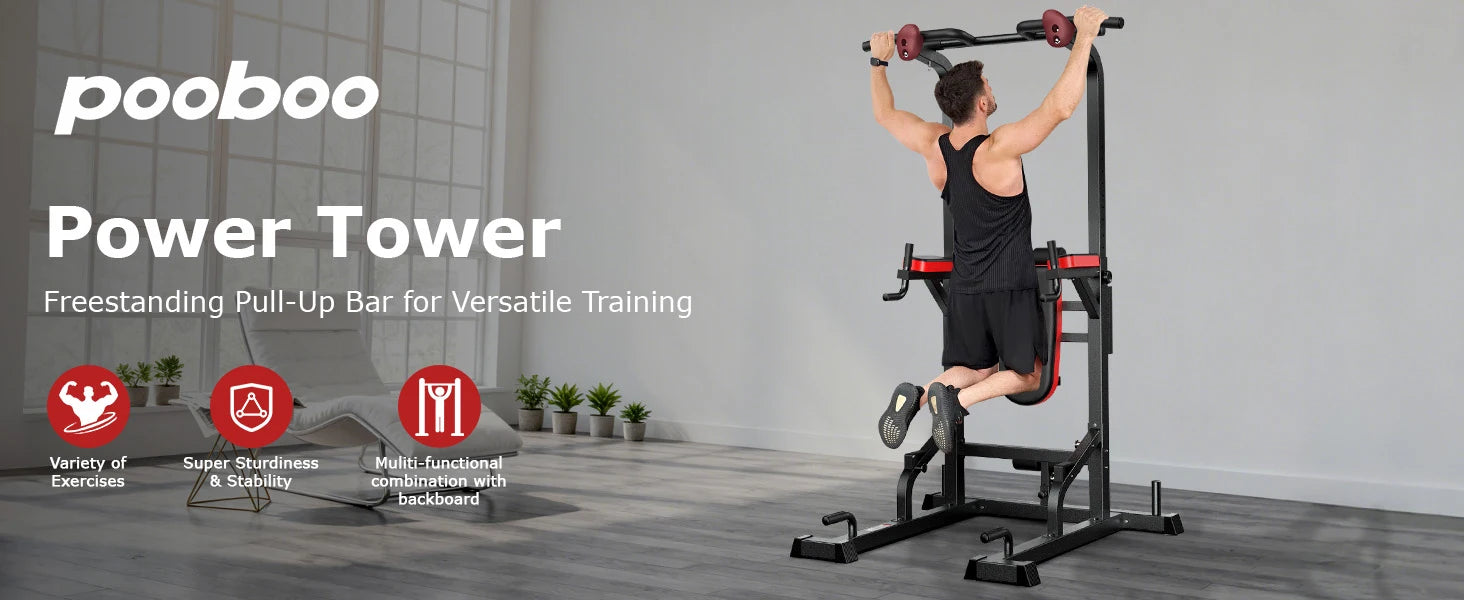 NLW -Pooboo Power Tower Dip Station Pull Up Bar