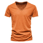 NLW Men’s Premium V-Neck Tee – 100% Cotton Slim Fit Shirt