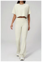 NLW High-Elasticity Crop Top & Matching Gym Leggings