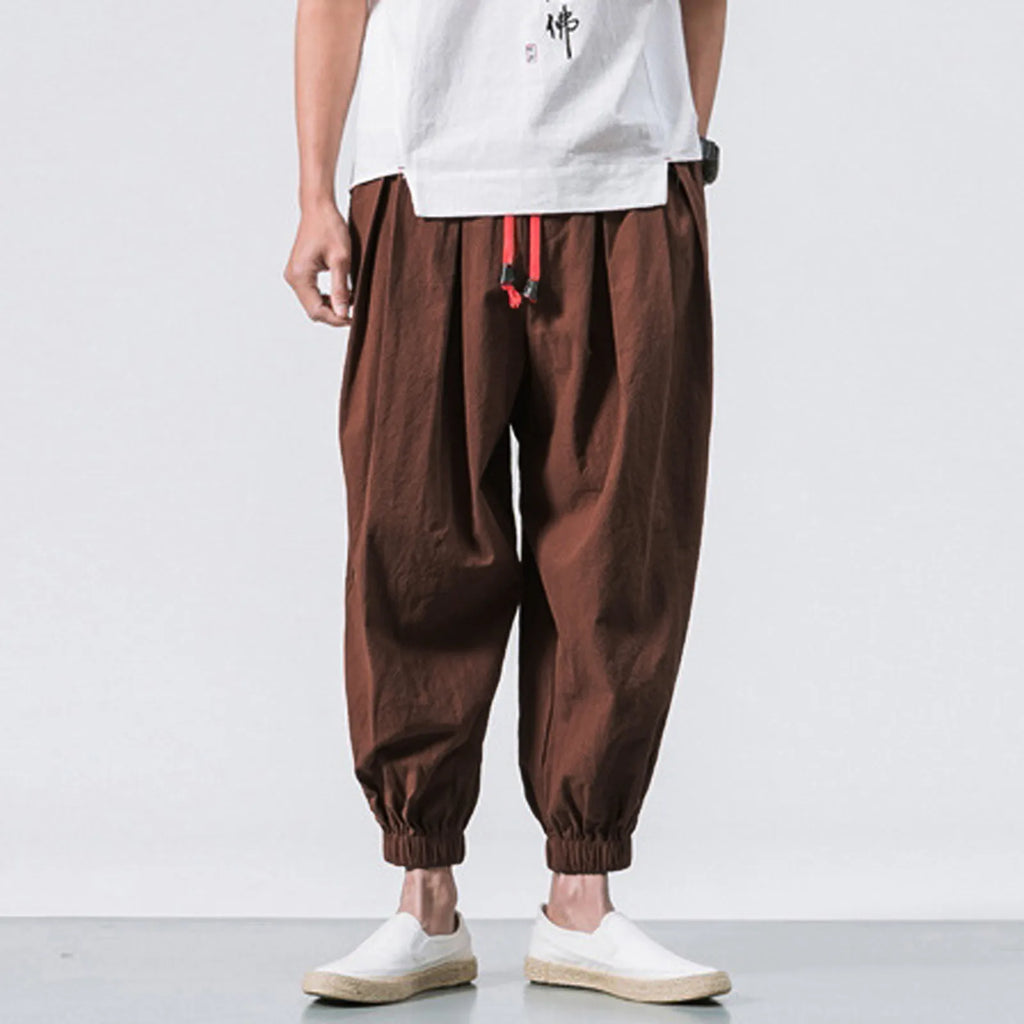 NLW Men’s Oversized Cotton-Linen Wide-Leg Pants