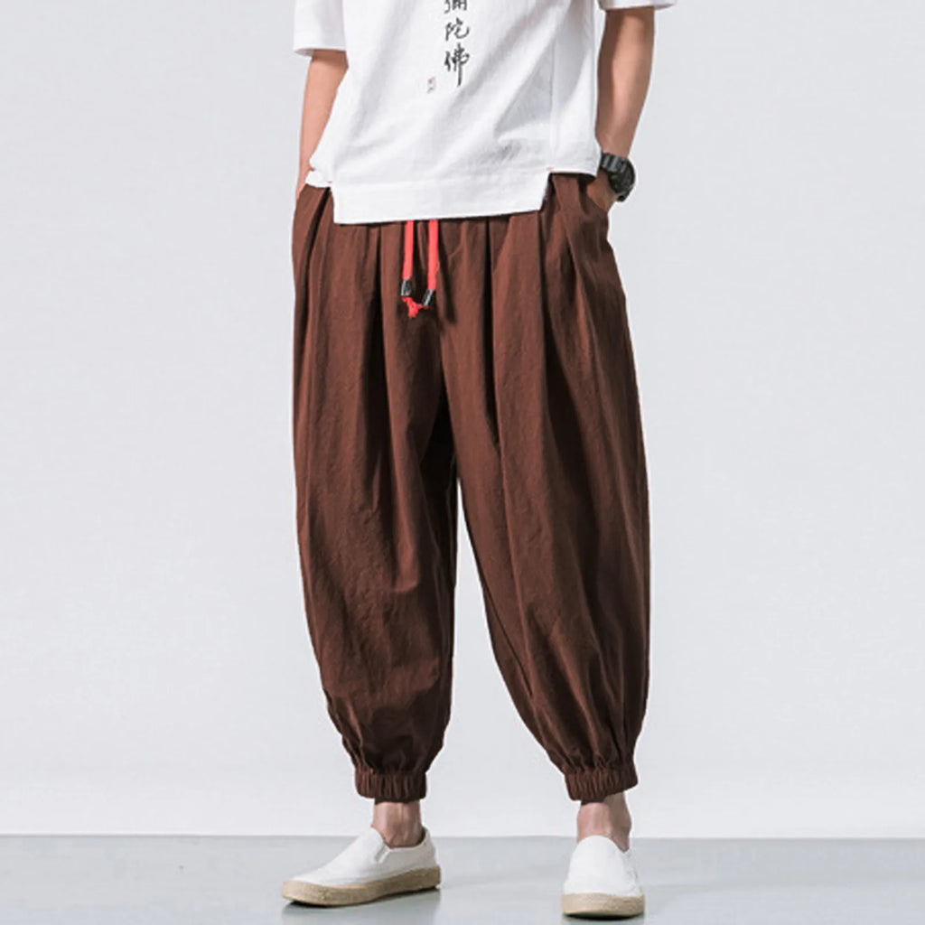 NLW Men’s Oversized Cotton-Linen Wide-Leg Pants