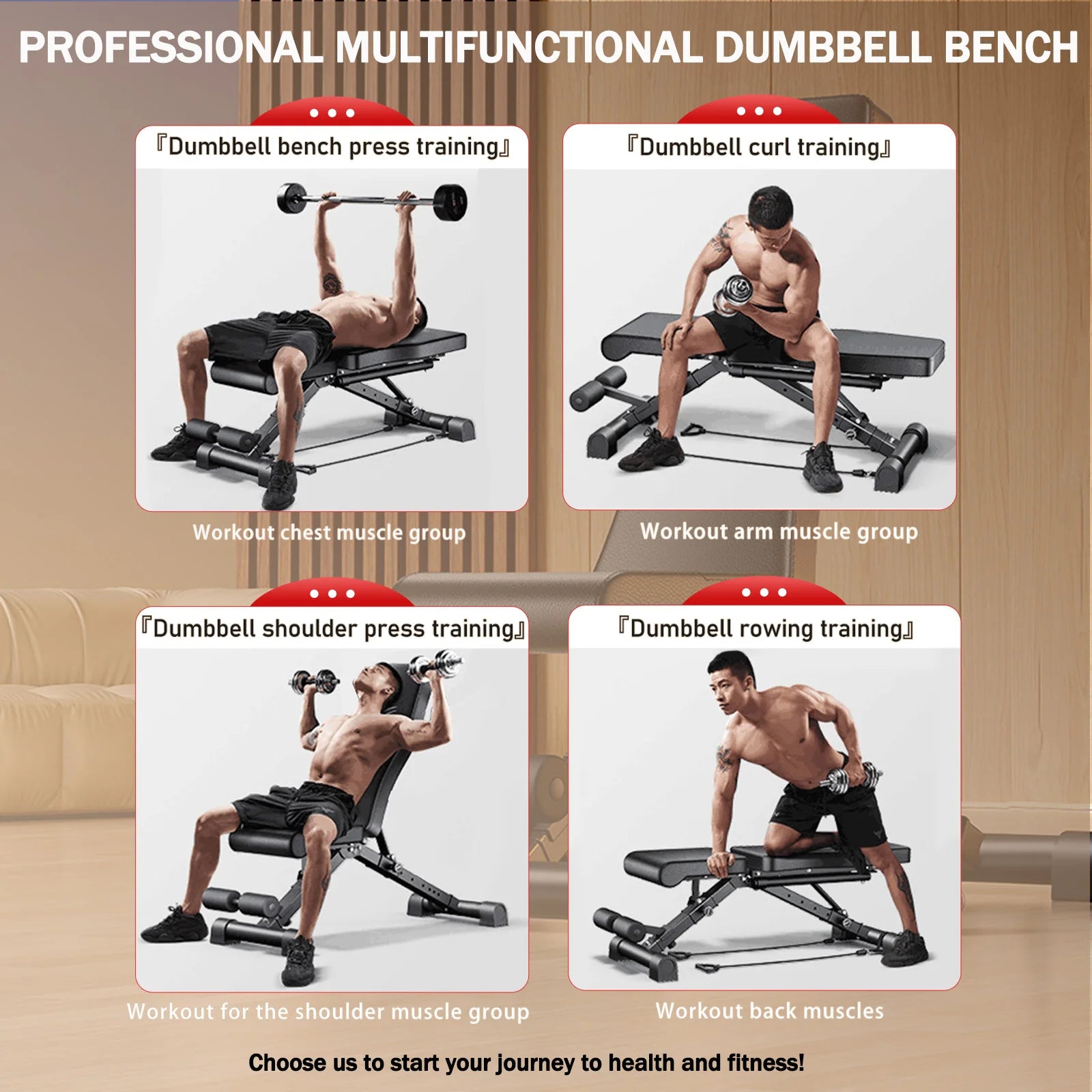 NLW Multi-Purpose Adjustable Weight Bench – 1000 lbs Heavy Duty Folding Dumbbell Bench for Home Gym Full Body Strength Training