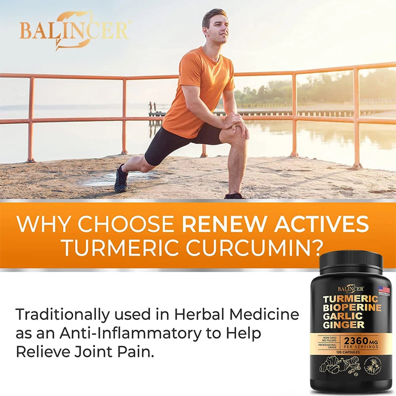 NLW Balincer Turmeric Curcumin with Ginger & Black Pepper – Joint Support & Anti-Inflammatory | 30/60/120 Capsules