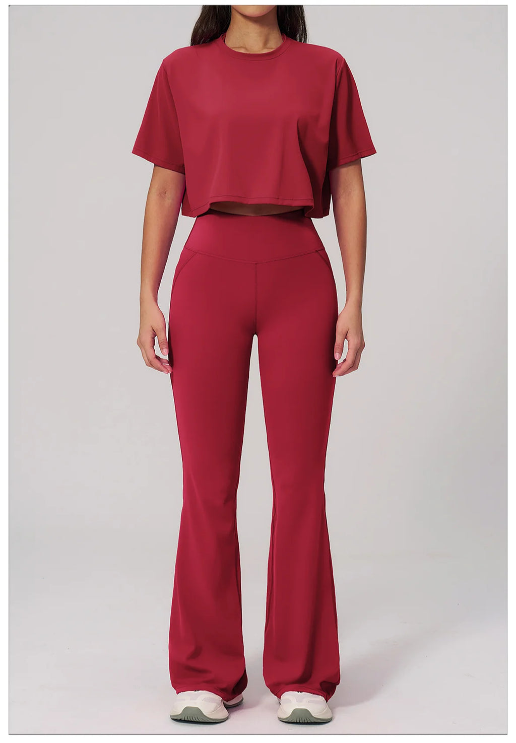 NLW High-Elasticity Crop Top & Matching Gym Leggings