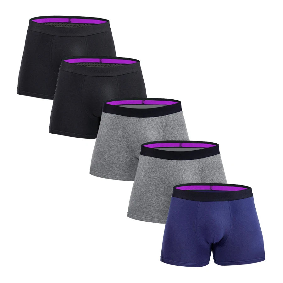 NLW Premium Men's Cotton Boxer Shorts (5-Piece Set) – Breathable High-Stretch Comfort Underwear