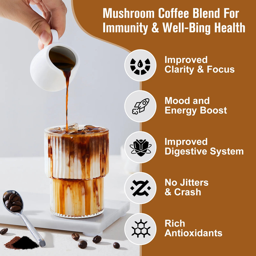 NLW - Mulittea 10 Mushroom Extract Powder - Lion's Mane & Cordyceps for Energy & Focus